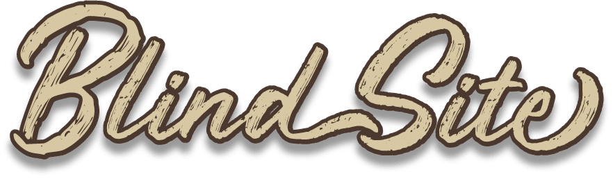 The image shows the handwritten-style text Blind Site in a textured, beige color with a brown outline, giving it a rustic and vintage appearance. The image shows the handwritten-style text Blind Site in a textured, beige color with a brown outline, giving it a rustic and vintage appearance.