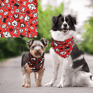 Dogs with Red bones & My Pups bandannas