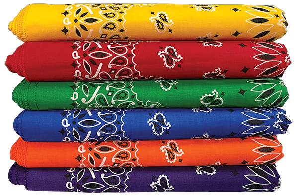 Assorted bandannas stacked on top of each other